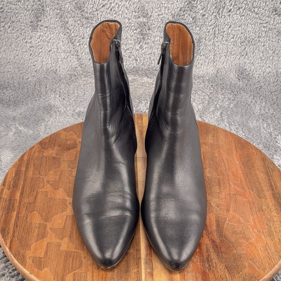 Madewell Fiona Black Leather Heel Pointed Toe Boot Side Zip MA452 Women Size 8 - Picture 2 of 8
